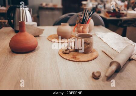 Pottery creative mess on the table Stock Photo