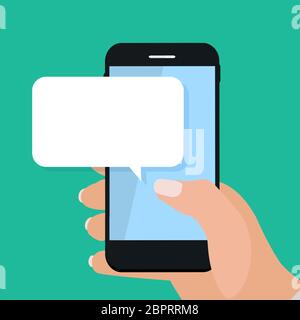 Chat message bubbles on smartphone screen, social networ concept. Vector illustration Stock Vector