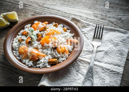 Carnaroli rice with seafood Stock Photo