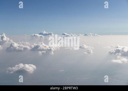 Clouds viewed from above in a plane Stock Photo