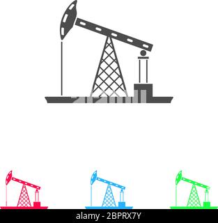 Oil Rig icon flat. Color pictogram on white background. Vector illustration symbol and bonus icons Stock Vector