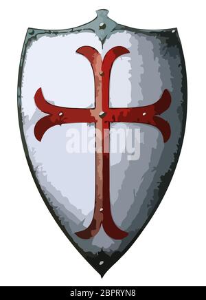 crusades templar shield cross protection armor illustration Stock Photo