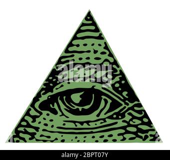 eye of providence illuminati freemasonry triangle illustration Stock Photo