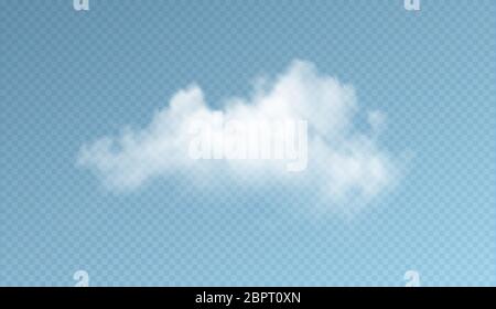 Transparent clouds isolated on blue background. Real transparency effect. Vector illustration Stock Vector