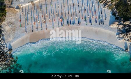 Marble beach (Saliara beach), Thassos Islands, Greece. The most beautiful white beach in Greece Stock Photo