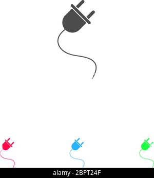 Power cord icon flat. Color pictogram on white background. Vector illustration symbol and bonus icons Stock Vector