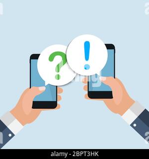 Chat message bubbles on smartphone screen, social networ concept. Vector illustration Stock Vector