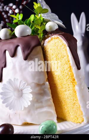 Easter cake with sugar and chocolate glaze Stock Photo