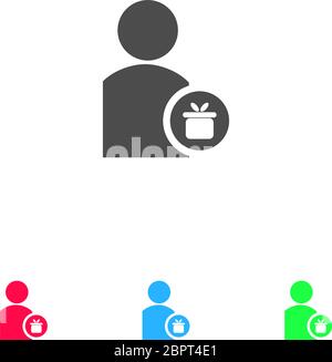 Delivery man icon flat. Color pictogram on white background. Vector illustration symbol and bonus icons Stock Vector