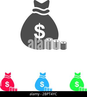 Money icon flat. Color pictogram on white background. Vector illustration symbol and bonus icons Stock Vector
