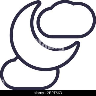 moon night with cloud line style icon Stock Vector