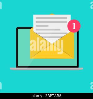 New Email on the laptop screen notification concept. Vector illustration Stock Vector