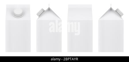 Download Blank white small milk pack mockup, half front view Stock Photo - Alamy