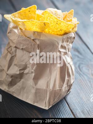 Nachos in the paper bag Stock Photo