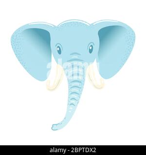 Elephant mask in flat style on white background. Animal face Vector graphic illustration. Zoo head icon head object. Isolated Funny cartoon character. Paper elephant art for children design. Stock Vector