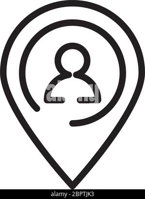 pin location with user line style icon Stock Vector