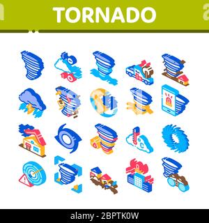 Tornado And Hurricane Isometric Icons Set Vector Stock Vector