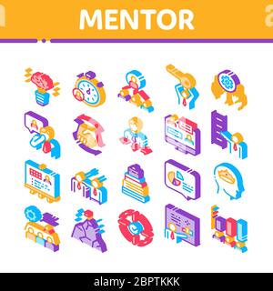 Mentor Relationship Isometric Icons Set Vector Stock Vector