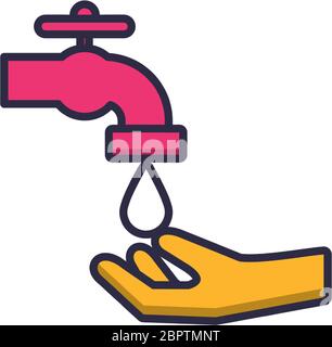 Hand Human With Tap And Drop Line Style Stock Vector Image Art Alamy