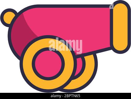 cannon weapon fill style icon Stock Vector