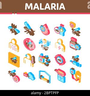 Malaria Illness Dengue Isometric Icons Set Vector Stock Vector
