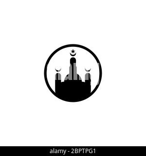 Simple mosque graphic vector design concept template, isolated on white background. Stock Vector