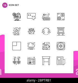 16 Thematic Vector Outlines and Editable Symbols of profit, making, electronic, make, capital Editable Vector Design Elements Stock Vector