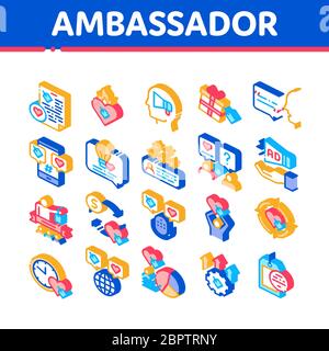 Ambassador Creative Isometric Icons Set Vector Stock Vector
