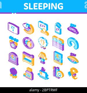 Sleeping Time Devices Isometric Icons Set Vector Stock Vector