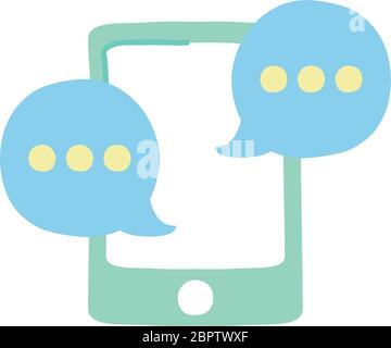 smartphone with speech bubbles icon over white background vector ...