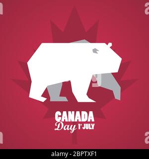 first july canada day celebration poster with bear Stock Vector