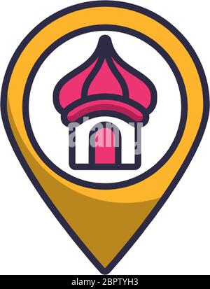 eid mubarak mosque in pin location line style Stock Vector