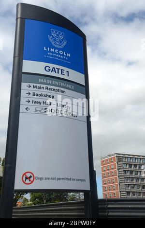 Signage for Lincoln University, an agricultural university in Canterbury, South Island, New Zealand Stock Photo