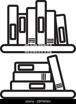 shelves with books icon over white background, line style, vector illustration Stock Vector