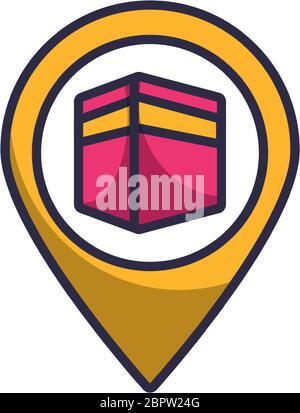 eid mubarak mosque in pin location line style Stock Vector
