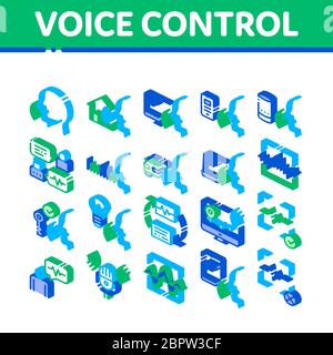 Voice Control Isometric Elements Icons Set Vector Stock Vector