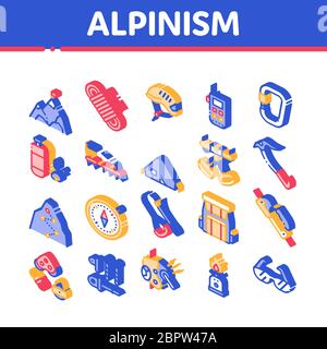 Alpinism Isometric Icons Set Vector Stock Vector