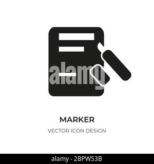 Marker pen glyph icon. Graphic element office, school stationery for mark important message in website note and mobile app. Pictogram logo felt-tip, highlighter and paper. Isolated vector illustration Stock Vector
