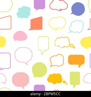 Colored speech soap bubble seamless pattern. Limitless background line, flat cartoon message sign. Funny comics blank icon template. Repeat ornament for paper wrap, fabric, print. Vector illustration Stock Vector