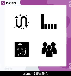 Group of Modern Solid Glyphs Set for arrows, arrow, connection, mouse, group Editable Vector Design Elements Stock Vector