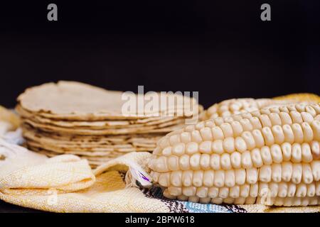 tortillas mexicanas, corn made mexican food traditional food in mexico Stock Photo
