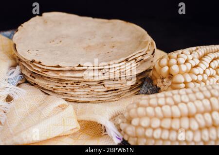 tortillas mexicanas, corn made mexican food traditional food in mexico Stock Photo