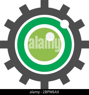 Camera shutter  logo gear illustration Stock Vector