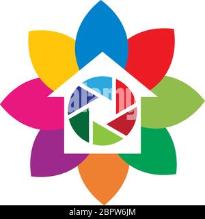 Camera shutter,   logo House illustration Stock Vector
