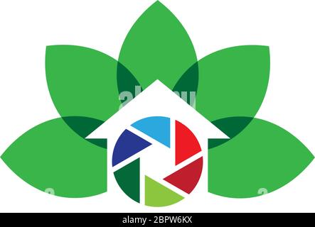 Camera shutter,   logo House illustration Stock Vector