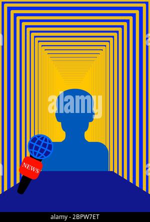 Correspondent microphone for recording world news interviews. Stock Vector
