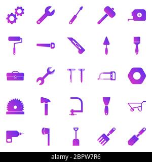 Tool gradient icons on white background, stock vector Stock Vector
