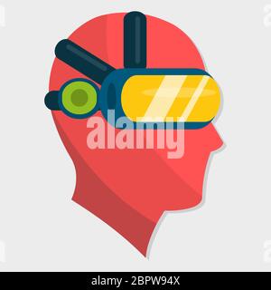 human silhouette head wearing virtual reality glasses  vector illustrator symbol Stock Vector