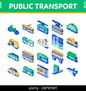 Public Transport Vector Isometric Set Stock Vector