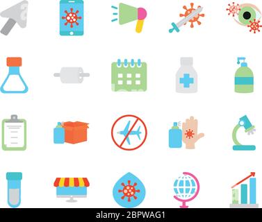 megaphone and stop the spread icon set over white background, flat style, vector illustration Stock Vector